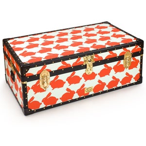 Anorak Kissing Rabbits Steamer Trunk - Orange/Blue