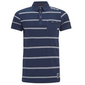 Brave Soul Men's Lorca Striped Polo Shirt - Ocean Blue