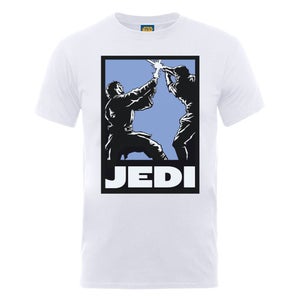 Star Wars Men's Jedi Fight Art Poster T-Shirt - White