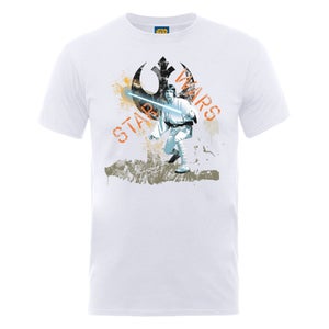 Star Wars Men's Luke Skywalker Jedi Distressed T-Shirt - White