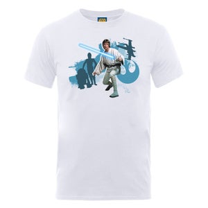Star Wars Men's Luke Skywalker Stylised Montage T-Shirt - White