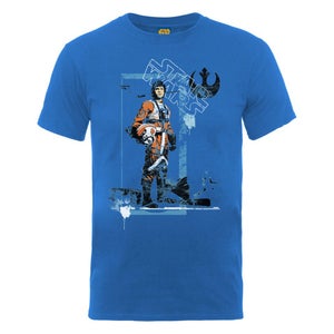 Star Wars Men's Luke Skywalker Pilot Distressed T-Shirt - Royal