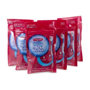 Colgate Wisp Peppermint Disposable Toothbrushes - 72 Pack (6 x 12 Packs) - Peppermint
