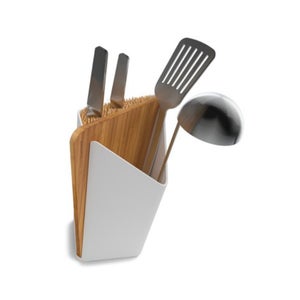 Black+Blum Forminimal Utensil Knife Holder and Chopping Board - White