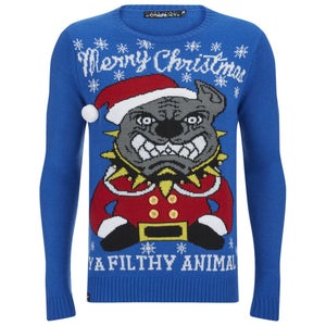 Conspiracy Men's Pitbull Christmas Jumper - Blue