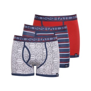 Crosshatch Men's Scatter Printed 3 Pack Boxers - Chilli Pepper