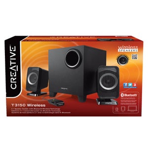 Creative T3150 Wireless Bluetooth 2.1 PC Speaker System with Subwoofer and Remote - Black