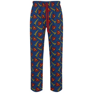 DC Comics Superman Men's All Over Print Lounge Pants - Blue