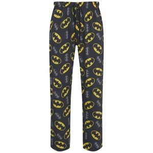 DC Comics Batman Men's All Over Logo Lounge Pants - Black