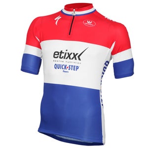 Vermarc Etixx-Quick Step Dutch National Champion Short Sleeve Full Zip Jersey - White