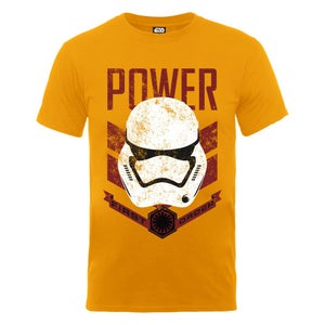 Star Wars Men's The Force Awakens Power First Order Stormtrooper Head Red T-Shirt - Gold