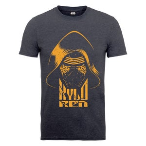 Star Wars Men's The Force Awakens Kylo Ren Head Yellow T-Shirt - Tweed