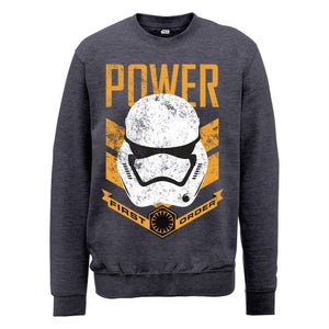 Star Wars The Force Awakens Power First Order Stormtrooper Head Yellow Sweatshirt - Dark Heather