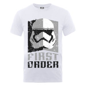 Star Wars Men's The Force Awakens First Order Stormtrooper Head Grey T-Shirt - White