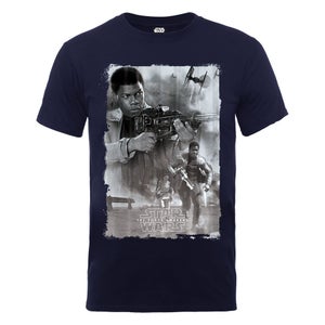 Star Wars Men's The Force Awakens Finn Collage Poster T-Shirt - Navy