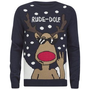 Men's Rude-Dolf Christmas Jumper - Navy