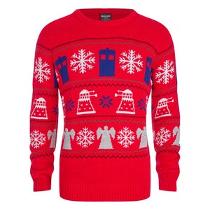 Doctor Who Dalek Snowflake Christmas Jumper - Red