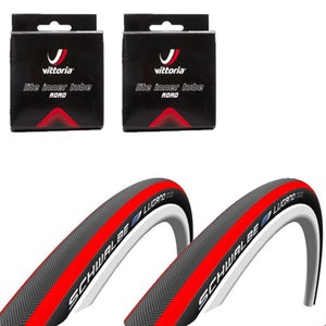 Schwalbe Lugano Clincher Road Tyre and Tube Twin Pack - Red - 700c x 23mm