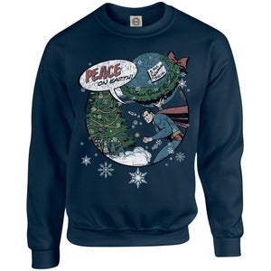 DC Originals Christmas Superman Peace on Earth Sweatshirt - Navy