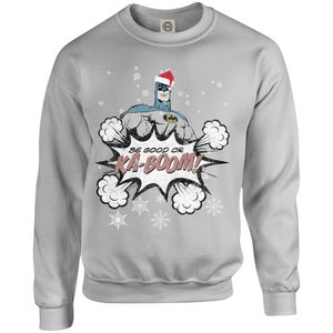 DC Originals Christmas Batman Be Good or Kaboom Santa Hat Sweatshirt - Heather Grey