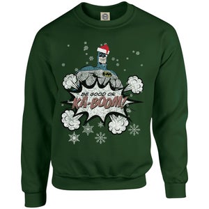 DC Originals Christmas Batman Be Good or Kaboom Santa Hat Sweatshirt - Forest Green