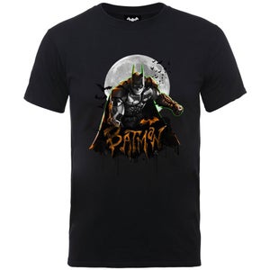 DC Comics Men's Batman Arkham Knight Halloween Moon T-Shirt - Black