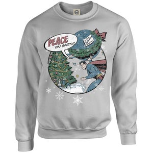 DC Originals Kids' Christmas Superman Peace on Earth Sweatshirt - Heather Grey