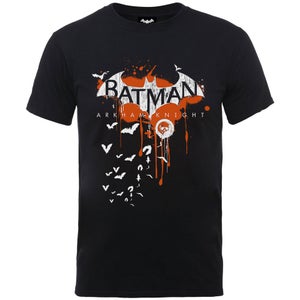 DC Comics Men's Batman Arkham Knight Halloween Logo Art T-Shirt - Black