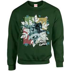 Marvel Kids' Comics Christmas Black Widow Captain America Sweatshirt - Forest Green
