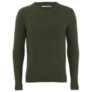 Threadbare Men's Fleck Cable Crew Neck Jumper - Olive