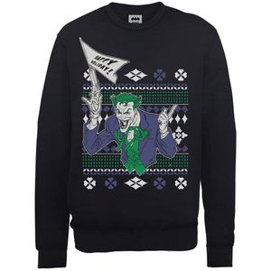 DC Comics Batman Christmas Holiday Joker Sweatshirt - Black