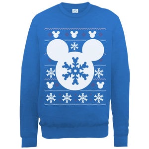 Disney Mickey Mouse Christmas Silhouette Snowflake Sweatshirt -  Royal Blue