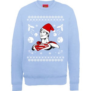 DC Comics Superman Christmas Super Santa Claus Sweatshirt - Light Blue