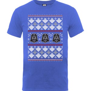 Star Wars Men's Christmas Darth Vader Imperial Starship T-Shirt - Royal Blue