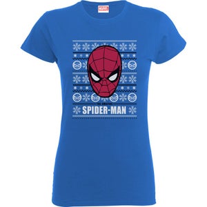 Marvel Comics Women's Spider-Man Face T-Shirt - Royal Blue