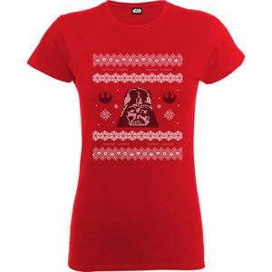 Star Wars Women's Christmas Darth Vader T-Shirt - Red