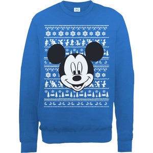 Disney Mickey Mouse Christmas Mickey Head Sweatshirt -  Royal Blue