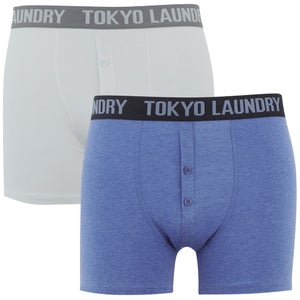 Tokyo Laundry Men's Kings Cross 2 Pack Button Boxers - Optic White/Cornflower Blue