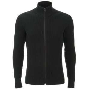 Jack & Jones Men's Core Sailor Zip Through Knitted Cardigan - Black