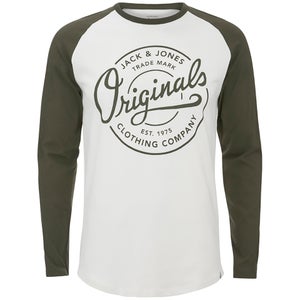 Jack & Jones Men's Originals Closed Raglan Long Sleeve Top - Cloud Dancer/Rosin