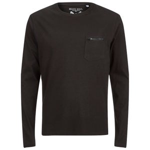 Brave Soul Men's Wolfgang Zip Pocket Long Sleeve Top - Black