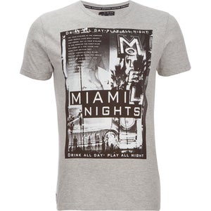 Dissident Men's Miami Nights Graphic Print T-Shirt - Light Grey Marl