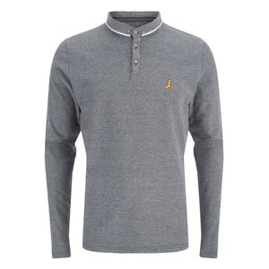 Brave Soul Men's Stage Long Sleeve Polo Shirt - Black/White