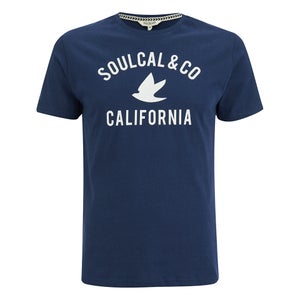 Soul Cal Men's Cracked Print T-Shirt - Navy