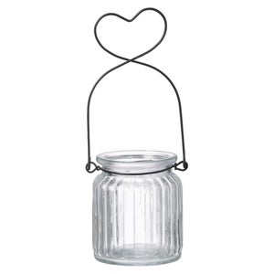 Parlane Glass Heart Hanging Tealight Holder - Clear (14cm)