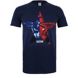 Marvel Men's Captain America Civil War Broken Star T-Shirt - Navy