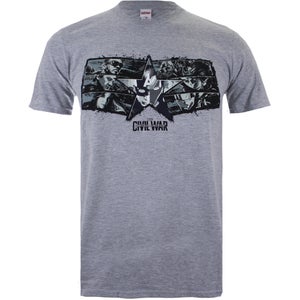 Marvel Men's Captain America Civil War Stars & Stripes T-Shirt - Sport Grey