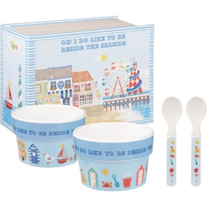 Little Rhymes Beside The Seaside 4 Piece Melamine Ice Cream Set