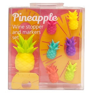 Pineapple Wine Charms and Stopper Set