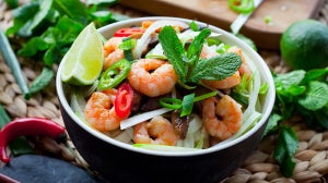 Grilled Marinated Prawns with Stir Fried Vegetables